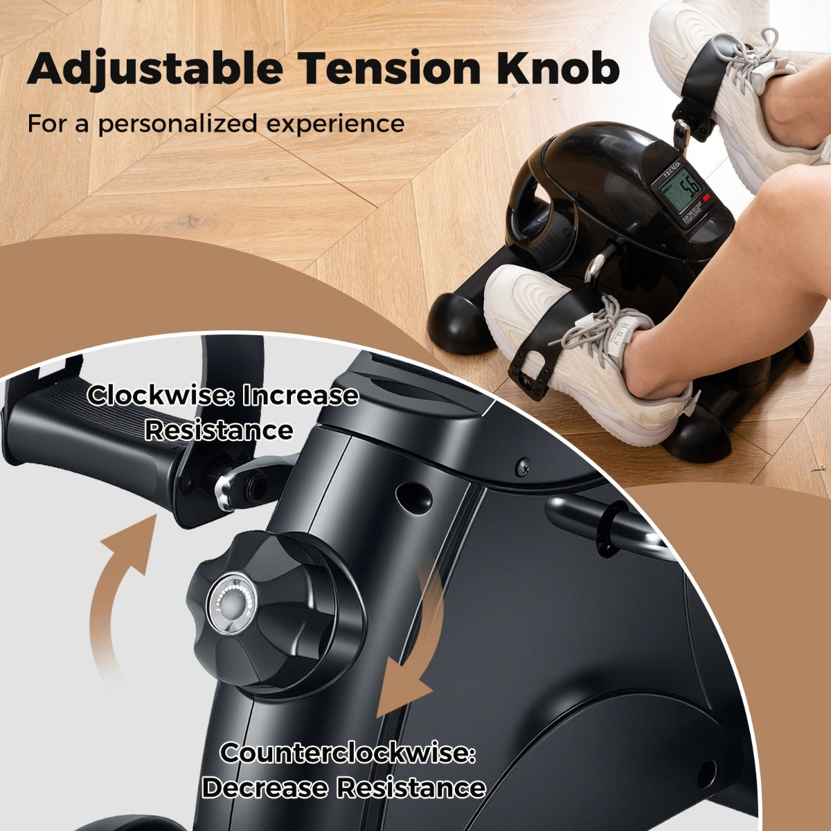 Livsk costway mini pedaaltrainer draagbare hometrainer voor arm en beentraining fiets pedaaltrainer voor senioren zwart 4
