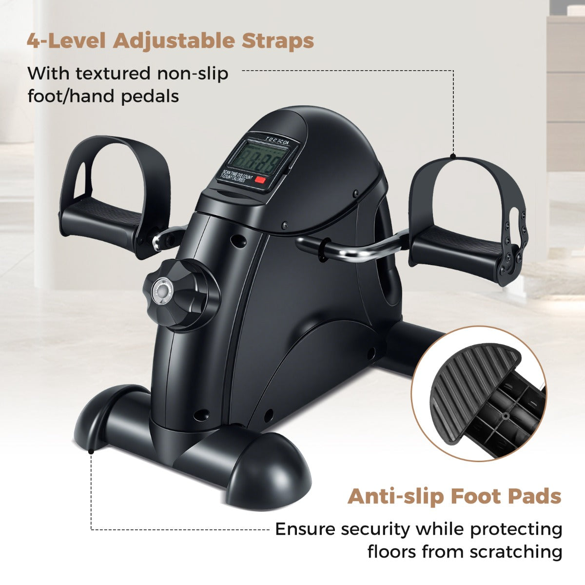 Livsk costway mini pedaaltrainer draagbare hometrainer voor arm en beentraining fiets pedaaltrainer voor senioren zwart 5