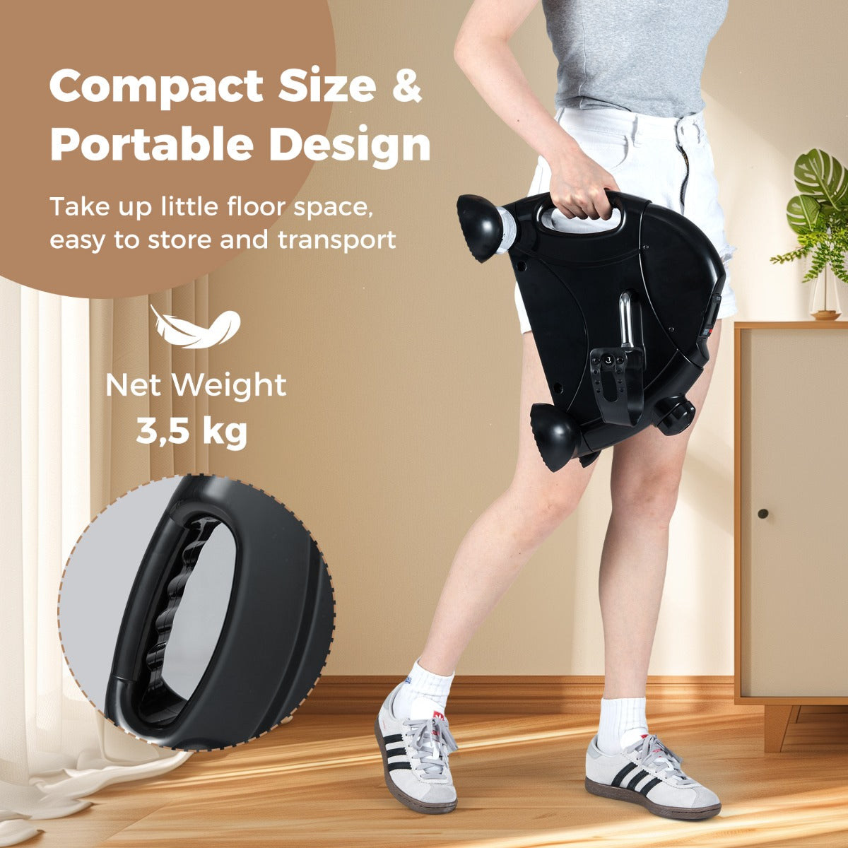 Livsk costway mini pedaaltrainer draagbare hometrainer voor arm en beentraining fiets pedaaltrainer voor senioren zwart 6