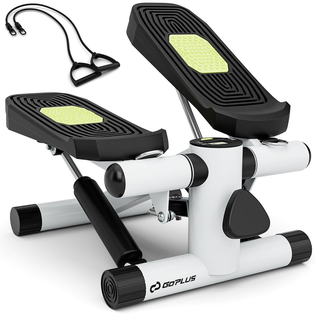 LIVSK Mini-Stepper met Weerstandsbanden - Verstelbare Hoogte - Antislip Pedalen - Compact en Lichtgewicht - Wit