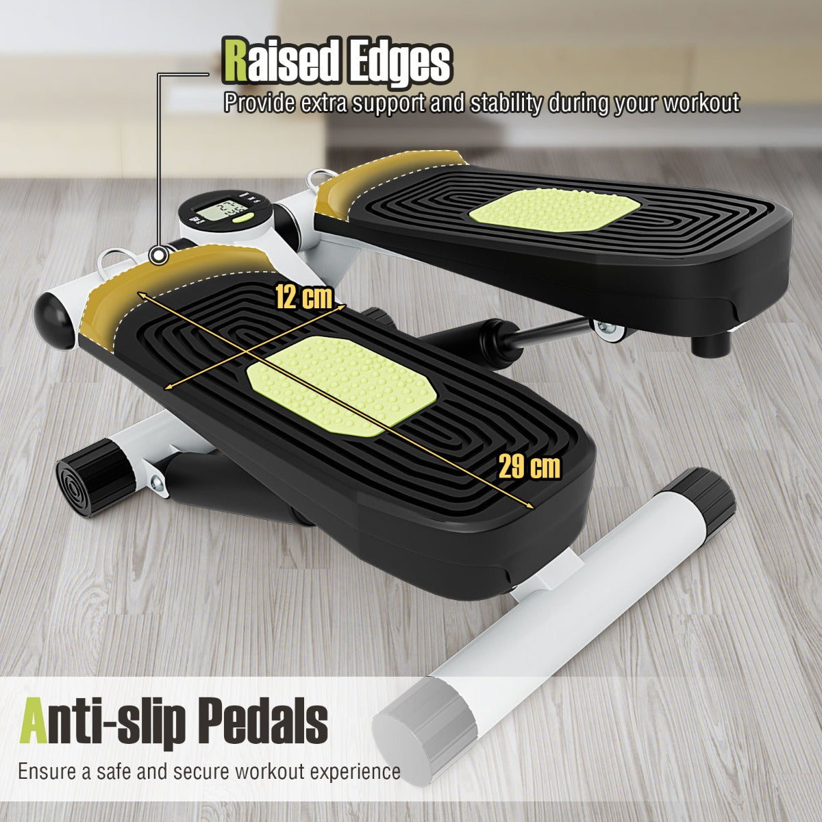 LIVSK Mini-Stepper met Weerstandsbanden - Verstelbare Hoogte - Antislip Pedalen - Compact en Lichtgewicht - Wit