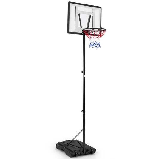 LIVSK Verstelbare Basketbalstandaard - Weerbestendig - Stabiele 32-liter Basis - 8 Hoogteposities - Mobiel Ontwerp - Zwart