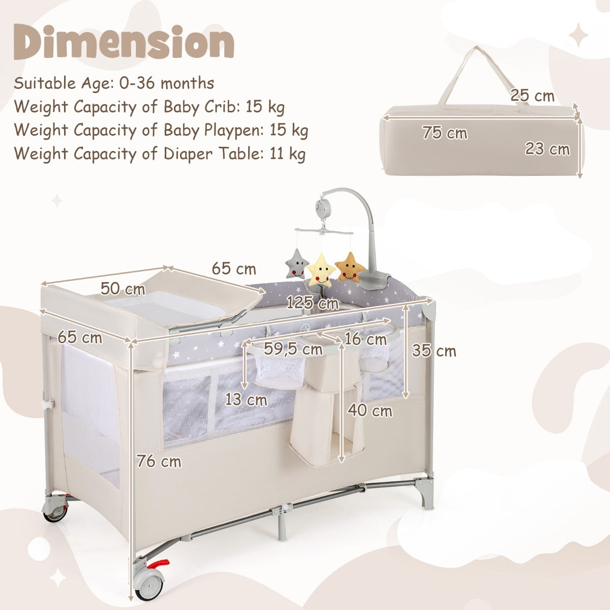 Livsk costway mobiele opvouwbare verschoontafel en 5 in 1 babybed met matras luierverschoontafel en babybedje 5