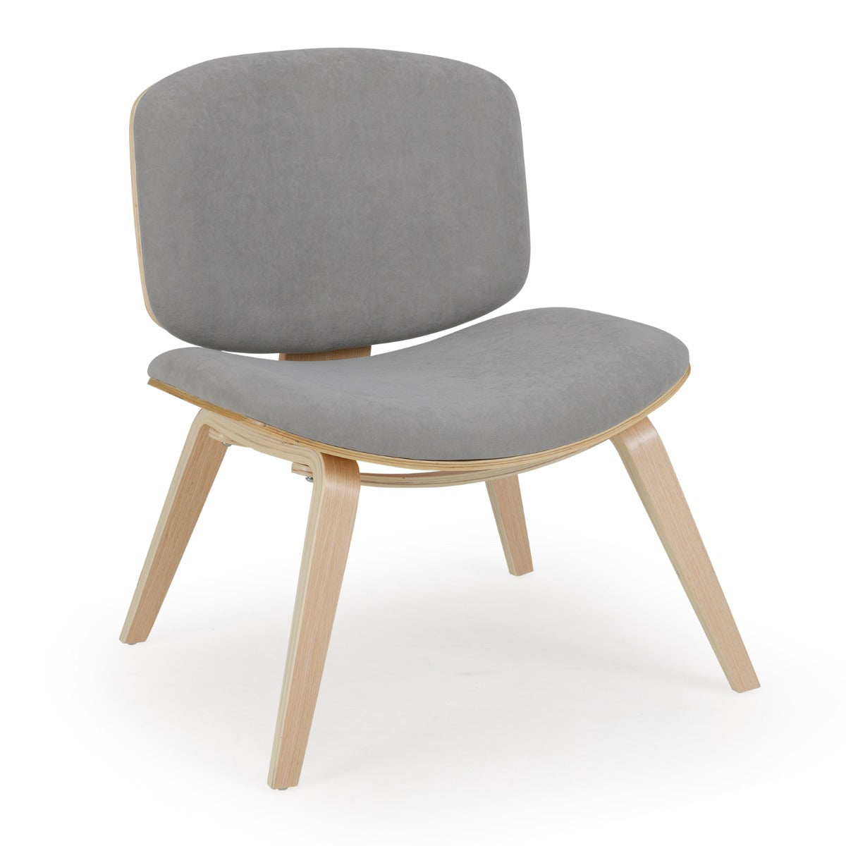LIVSK Accentstoel - Ergonomisch Design met Gebogen Rugleuning - Ruimtebesparend - Voor Keuken en Woonkamer - Lichtgrijs + Natuur