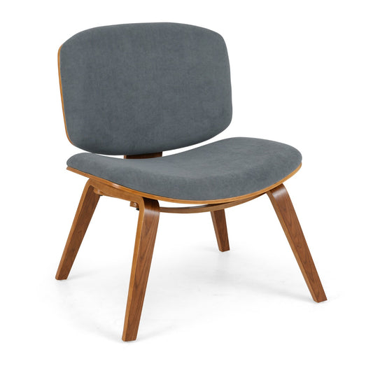 LIVSK Accentstoel - Ergonomisch met Gebogen Rugleuning - Ruimtebesparend - Voor Eetkamer en Thuiswerk - Donkergrijs + Bruin