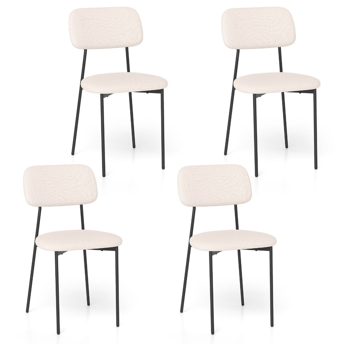Livsk costway moderne eetkamerstoelen set van 4 keukenstoelen van linnen met metalen poten