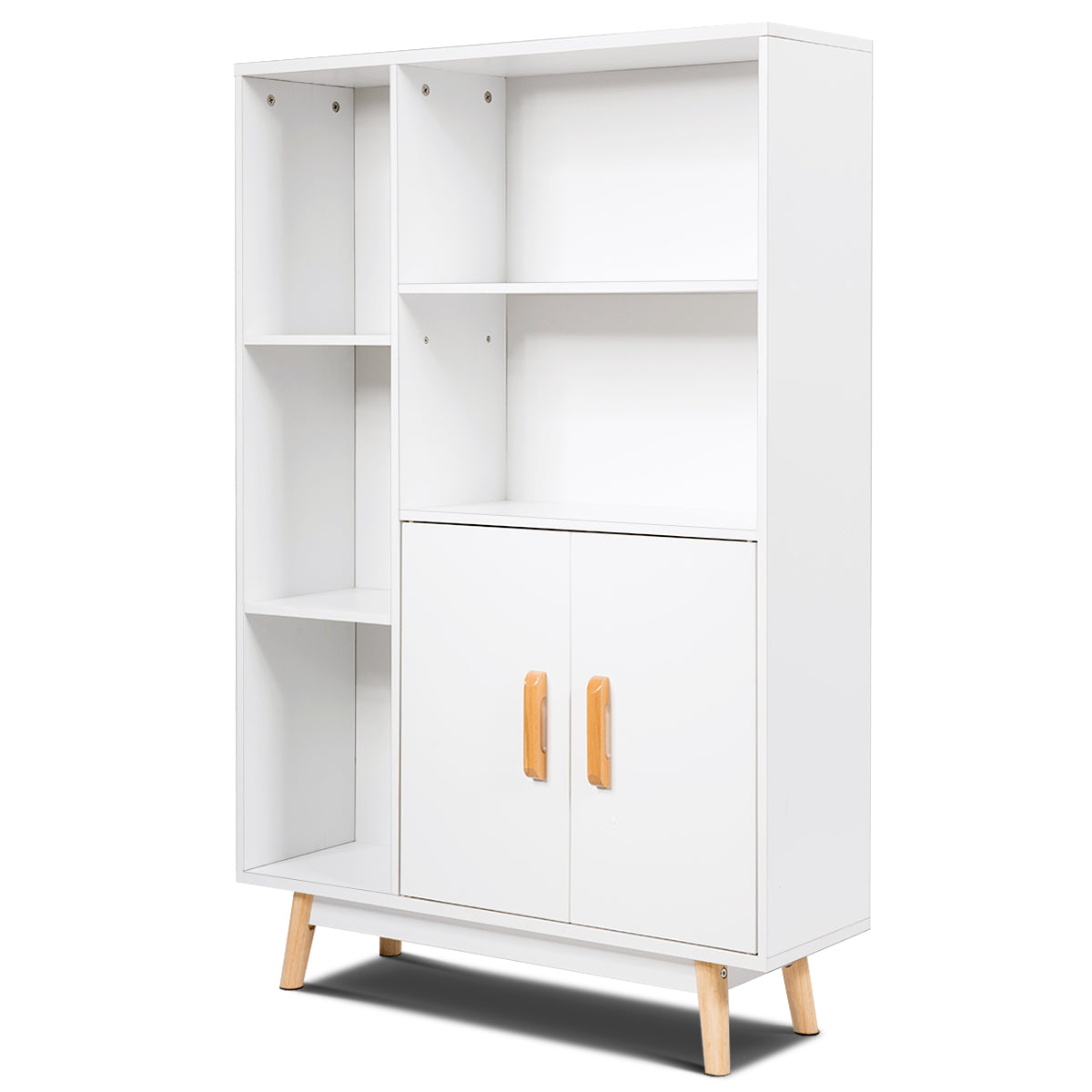 LIVSK Opbergplank met Deuren - Drie Kubusvormige Vakken - Stabiele Structuur - Eenvoudige Montage - 80 x 24 x 119 cm - Wit