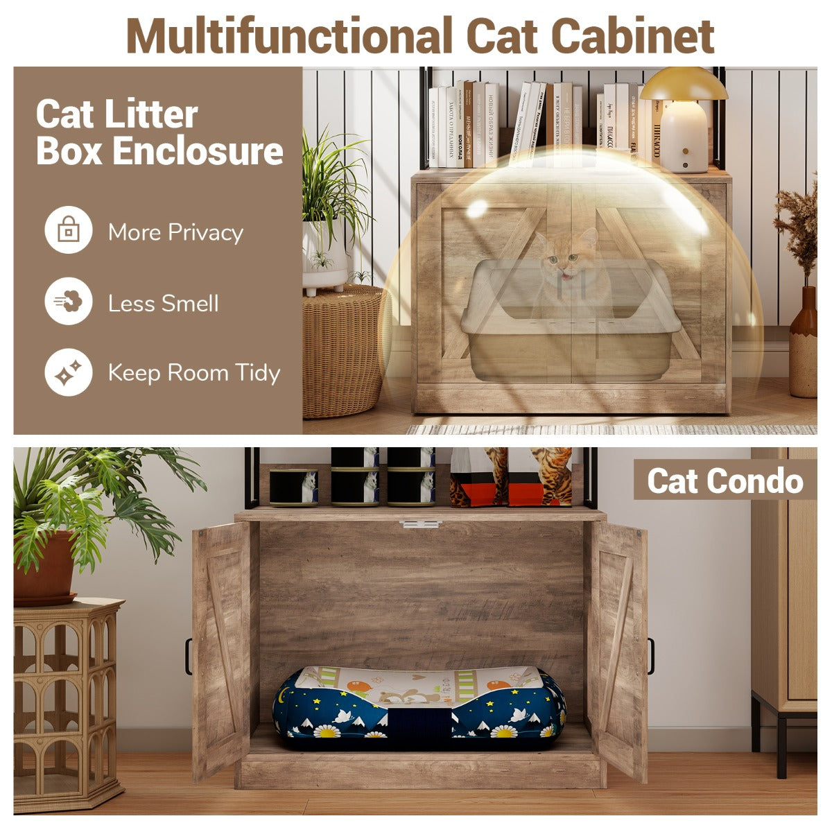 Livsk costway moderne kattenbakmeubel verborgen kattenbakmeubel kattenmeubel in industriele stijl grijs 6