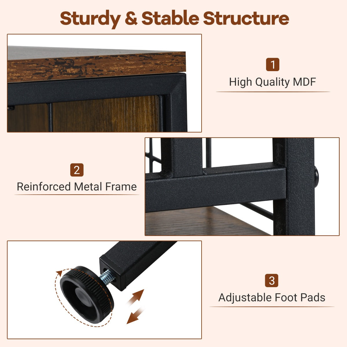 Livsk costway moderne kattenkooi met meerdere verdiepingen en metalen frame bruin 6