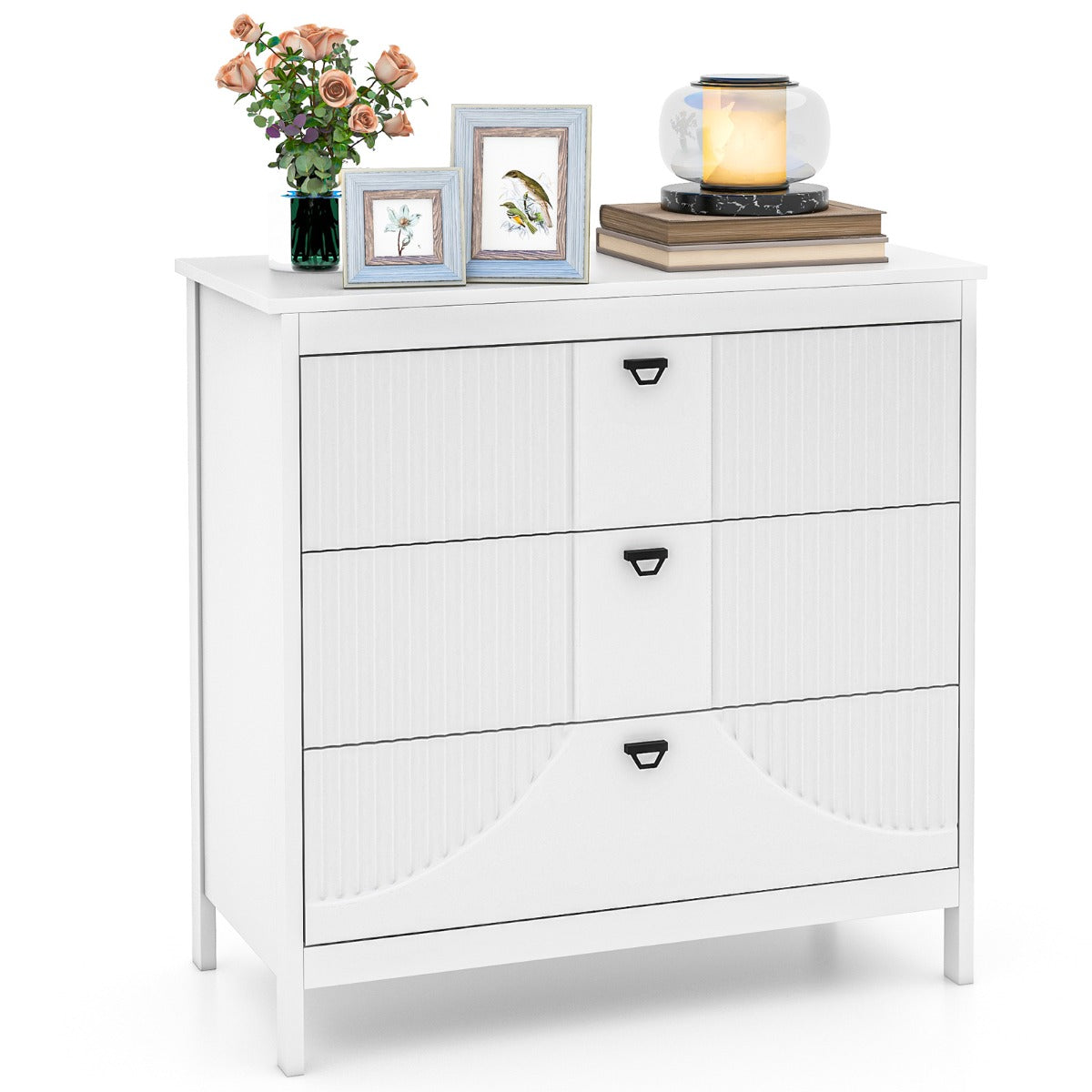 LIVSK Multifunctionele Ladekast - 3 Uittrekbare Lades - Stevig MDF - Tot 60 kg - Antislip Glijders - 80 x 40 x 79 cm - Wit