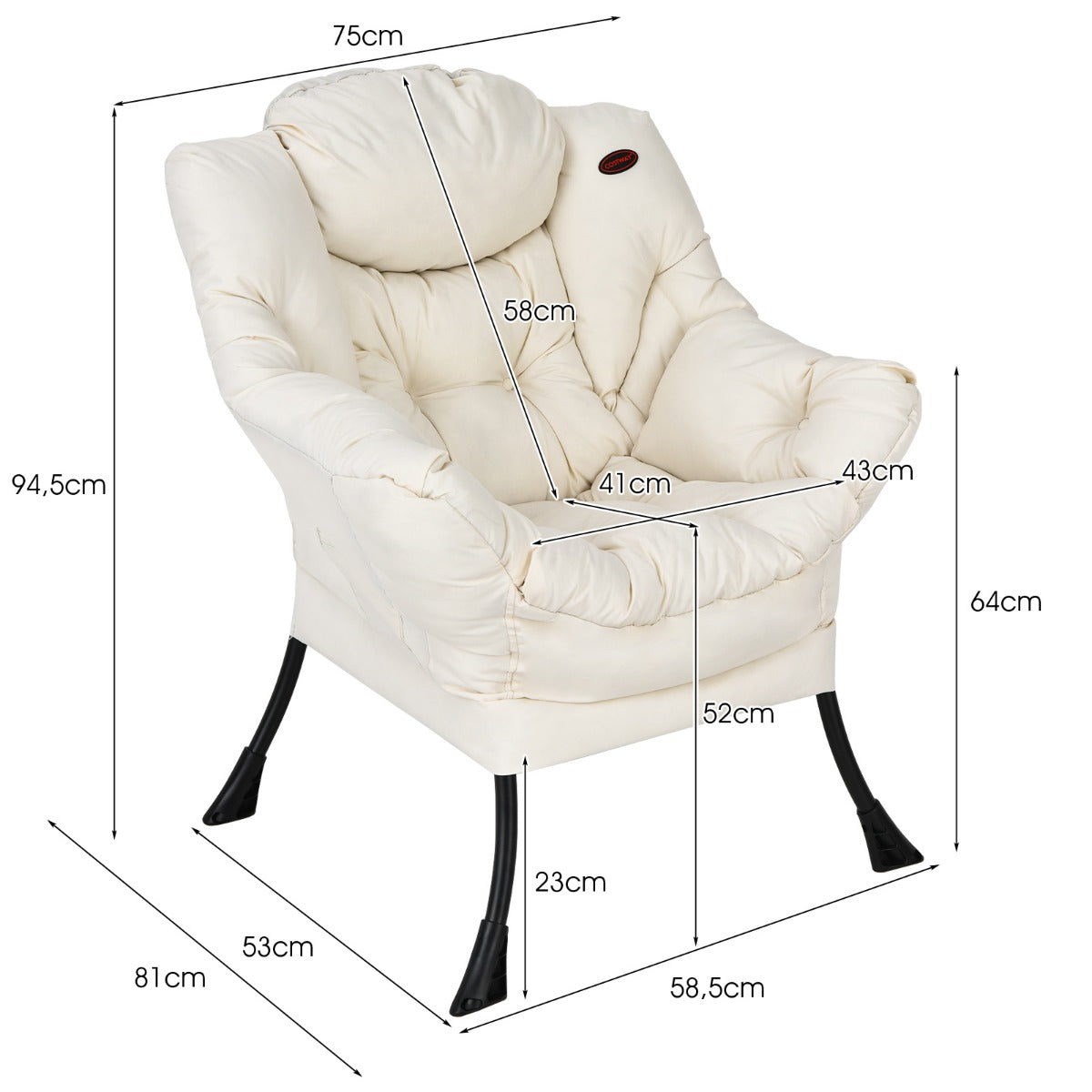 LIVSK Vrijetijdsstoel - Comfortabel en Ergonomisch - Stevig Metalen Frame - Lichtgewicht en Compact - Blauw/Bruin/Beige