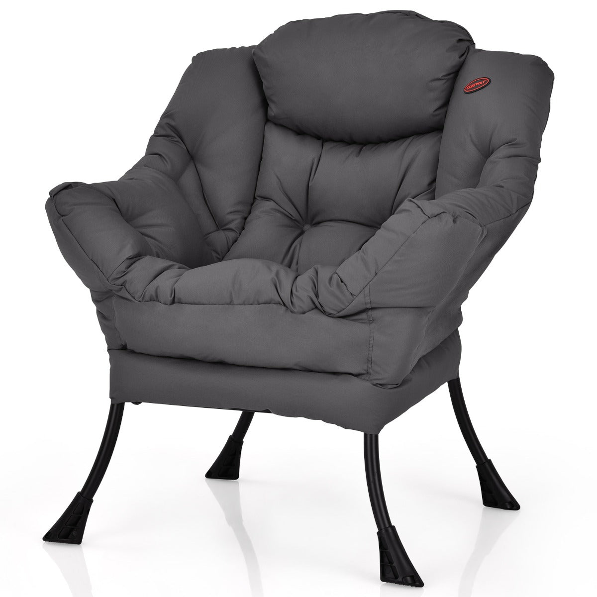 LIVSK Ergonomische Relaxstoel - Zacht PP-katoen - Ademend Polyester - Stabiel Metalen Frame - Tot 114 kg - Grijs