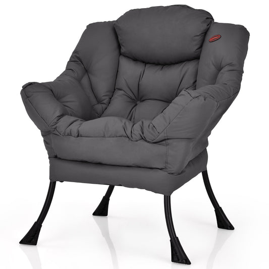 LIVSK Ergonomische Relaxstoel - Zacht PP-katoen - Ademend Polyester - Stabiel Metalen Frame - Tot 114 kg - Grijs