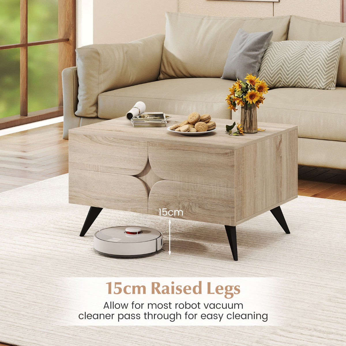 Livsk costway moderne salontafel met opbergruimte boerderij accenttafel met open vakken opbergruimte aan de achterkant 6