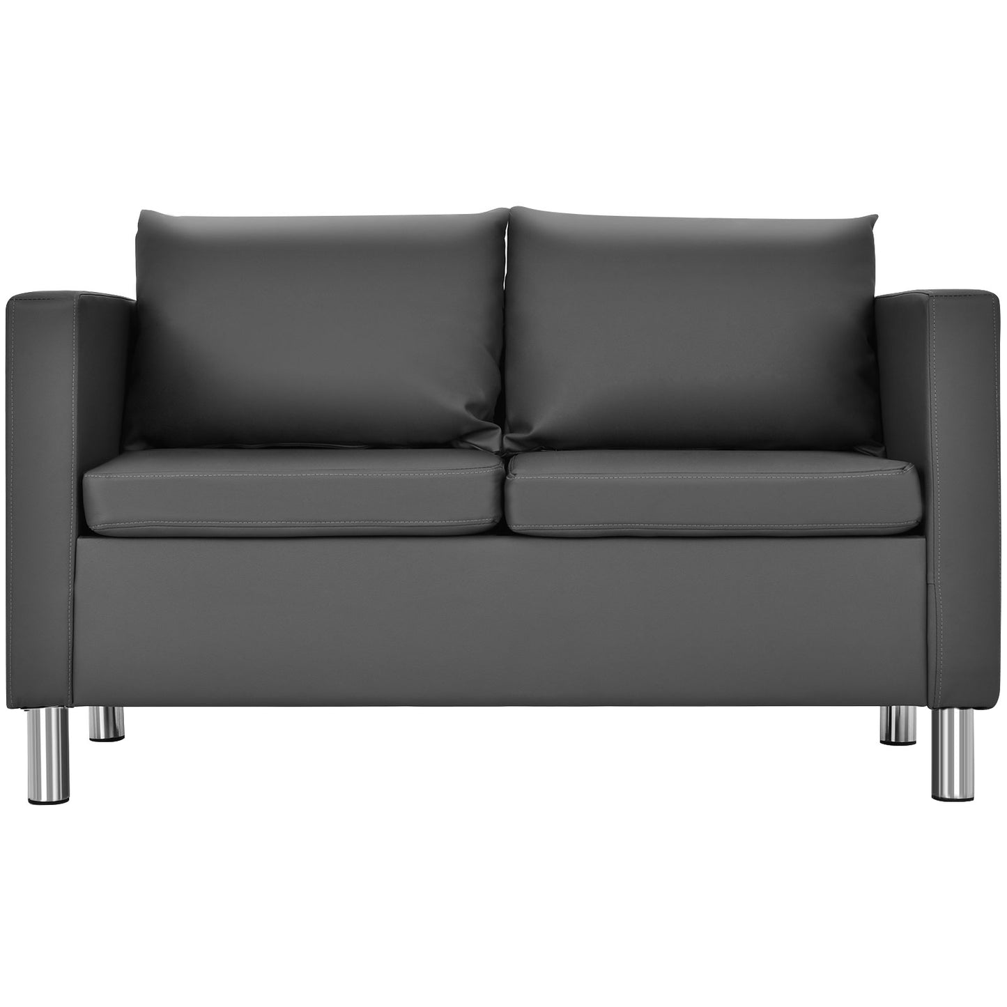 LIVSK Moderne tweezitsbank - Comfortabel PU-leer met 9 cm dik kussen - Draagvermogen 120 kg - Voor thuis & kantoor - Grijs
