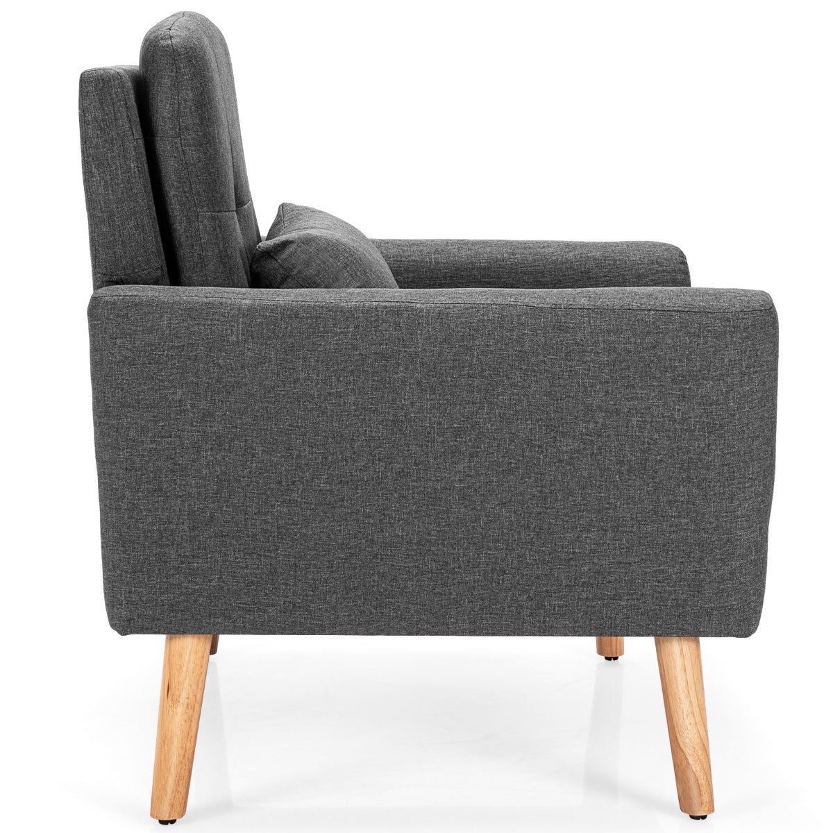 LIVSK Accentstoel met Taillekussen - Brede Zitting - Ademend Linnen - Draagvermogen tot 150 kg - 73 x 77 x 85 cm - Grijs