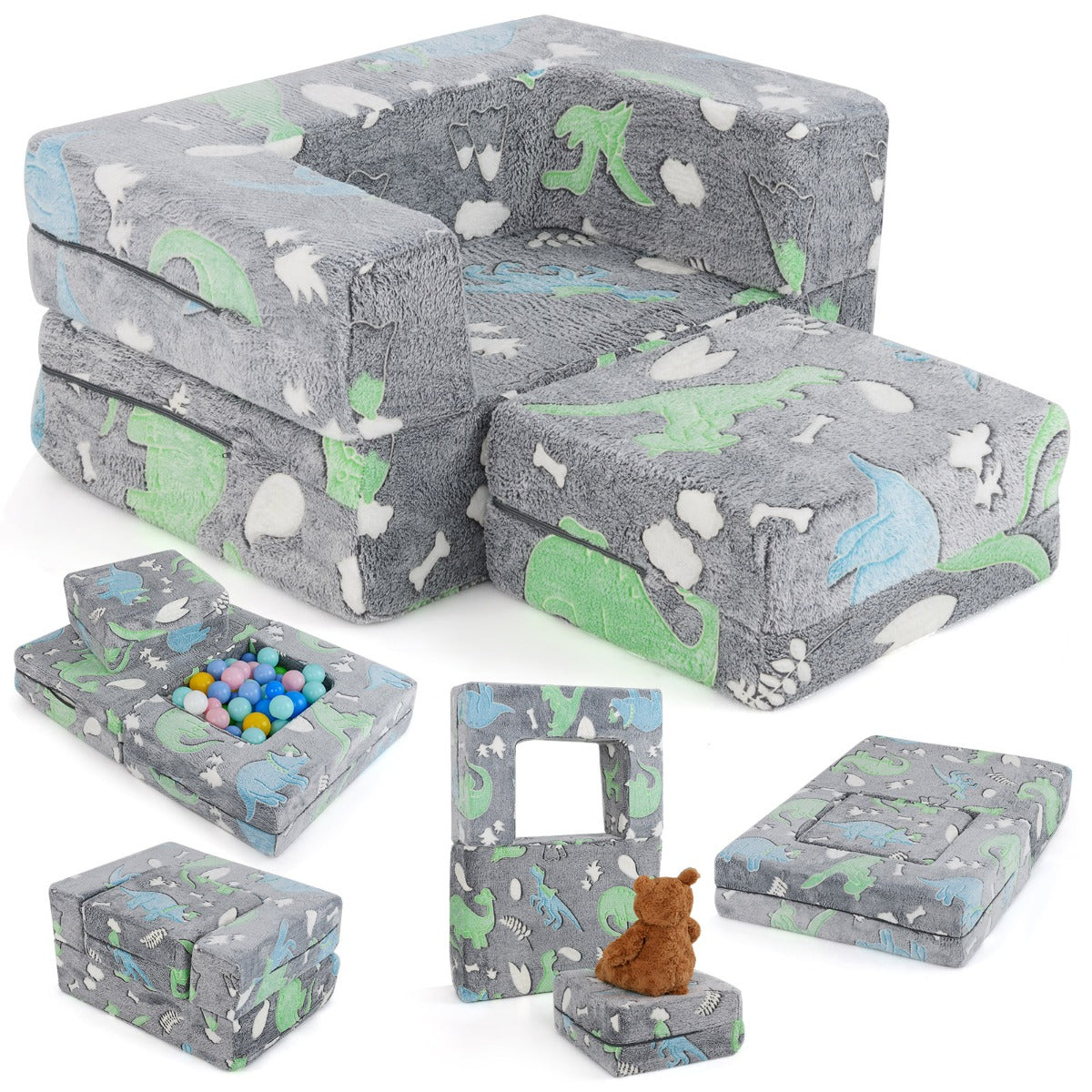LIVSK Modulaire Kinderbank - Veelzijdig Speelplezier - Magische Lichteffecten - Veilig en Comfortabel - 71 x 53 x 34,5 cm -
