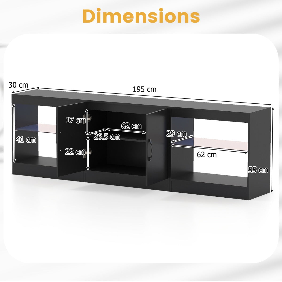 Livsk costway modulaire tv kast geschikt voor 85 inch televisies 3 in 1 tv kast zwart 2