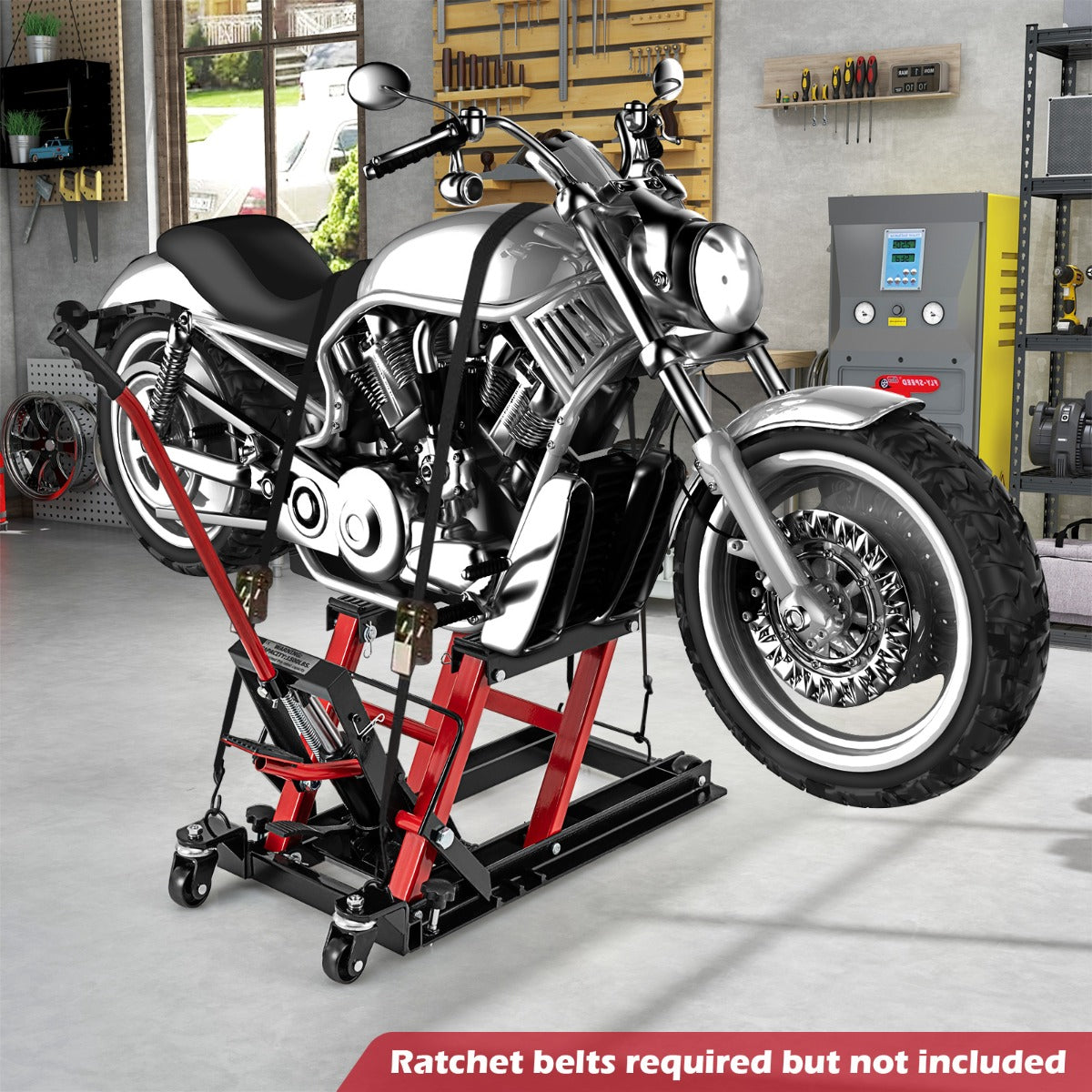 LIVSK Hydraulische Motorfietslift - Tot 680 kg - Hoogte Verstelbaar van 12 tot 38,5 cm - Eenvoudige Bediening - Zwart