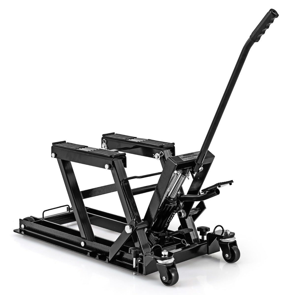 Livsk costway motorhefbrug motorfietslift tot 680 kg 3 traps in hoogte verstelbaar hydraulische motorhefbrug voor motorfietsen atvs en quads zwart
