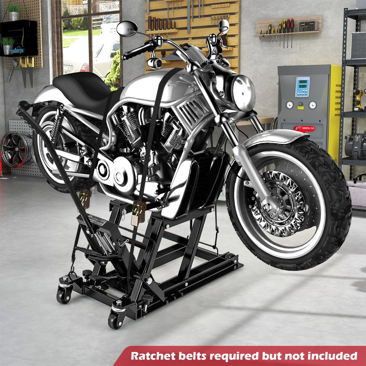 Livsk costway motorhefbrug motorfietslift tot 680 kg 3 traps in hoogte verstelbaar hydraulische motorhefbrug voor motorfietsen atvs en quads zwart 5