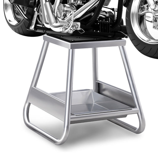 LIVSK Motorcrossliftstandaard - Antislip - Afneembaar Oliecarter - Draagbaar - Tot 450 kg - Zilver