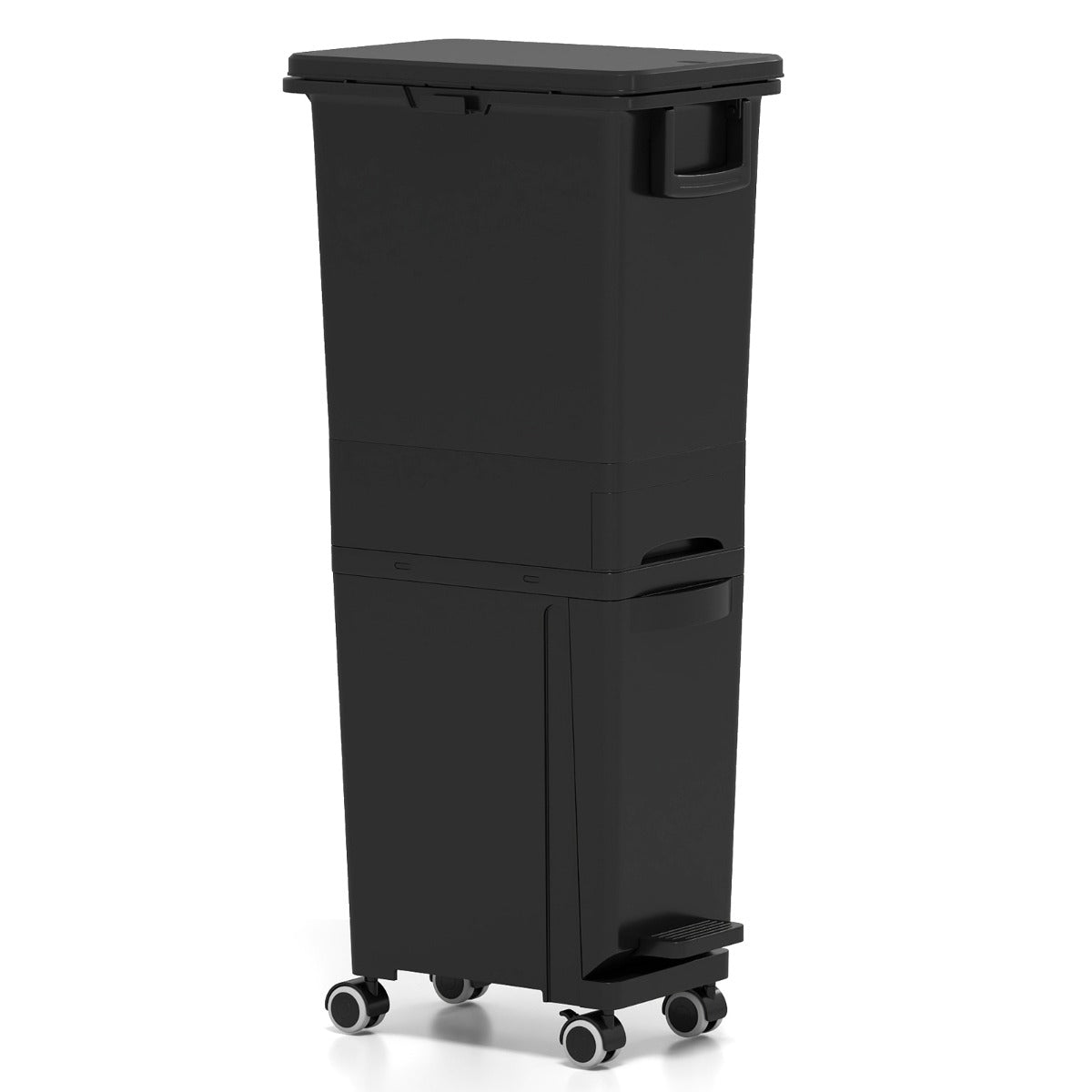 Livsk costway multifunctionele afvalbak keukenafvalbak plastic pedaalemmer zwart 1 1