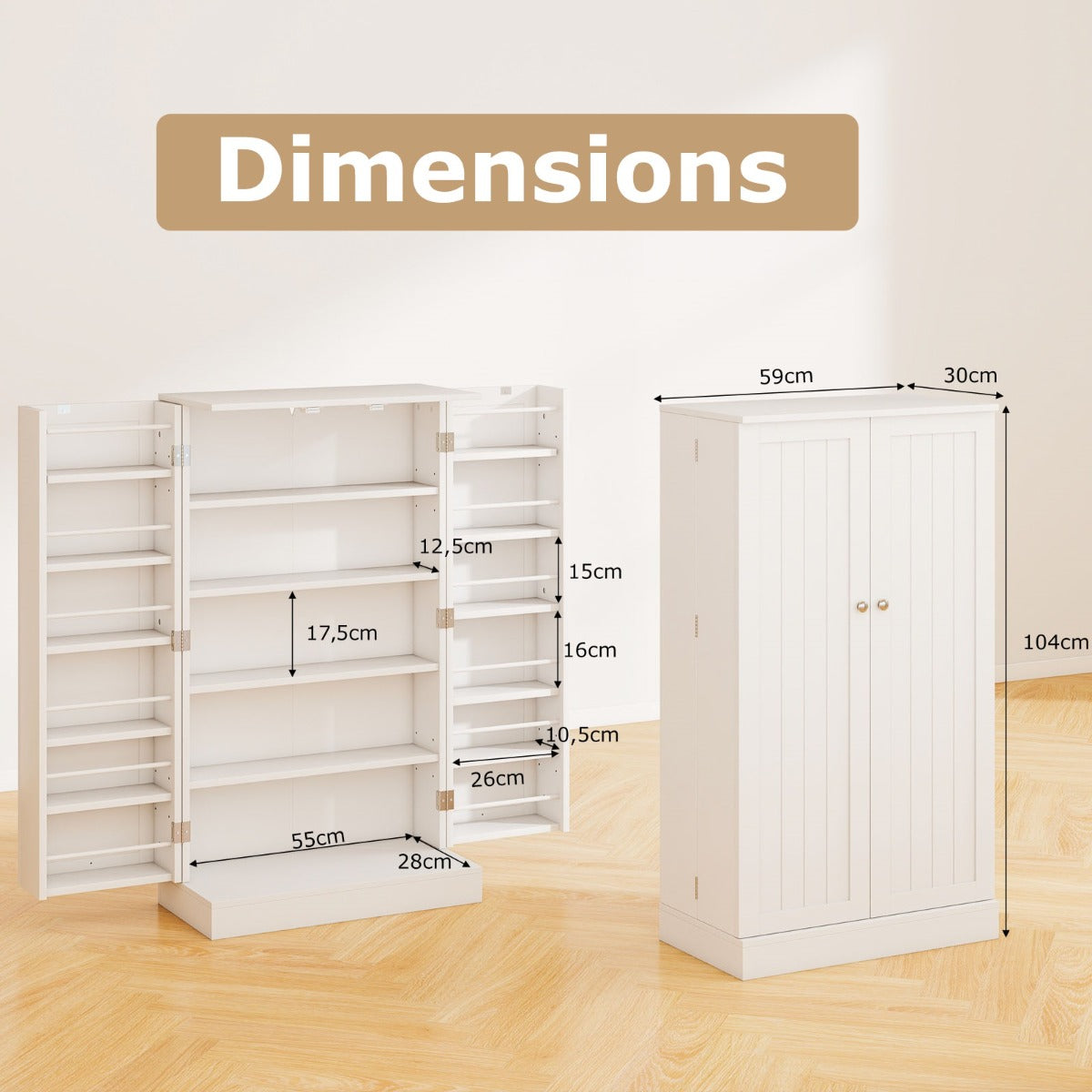 LIVSK Keuken Voorraadkast - Verstelbare Planken - Stevig MDF - Stijlvol Design - Totale Draagkracht 71 kg - Wit