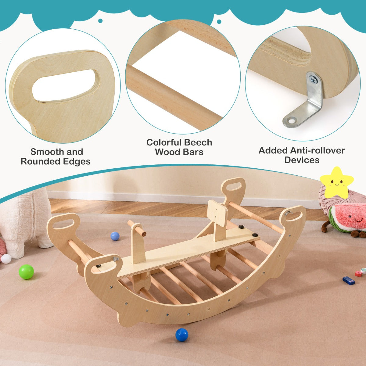 LIVSK 4 - in - 1 Schommel - en Klimboog - Veilig en Comfortabel - Stevige Constructie - Voor Kinderen van 1 tot 5 Jaar