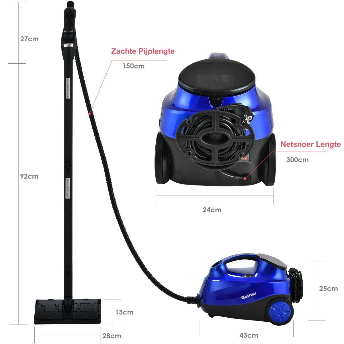 LIVSK Multifunctionele Stoomreiniger 2000 W - 1,5L Tank - 19 Accessoires - Tot 45 min Stoomtijd - Veilig en Chemievrij - Blauw