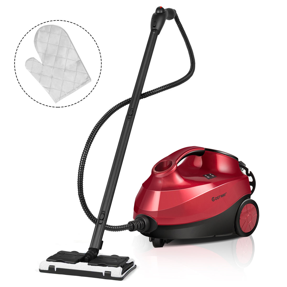 LIVSK Stoomreiniger 2000 W - 1,5 L Tank - Automatische Uitschakeling - 19 Accessoires - Tot 45 Minuten Stoomtijd - Rood