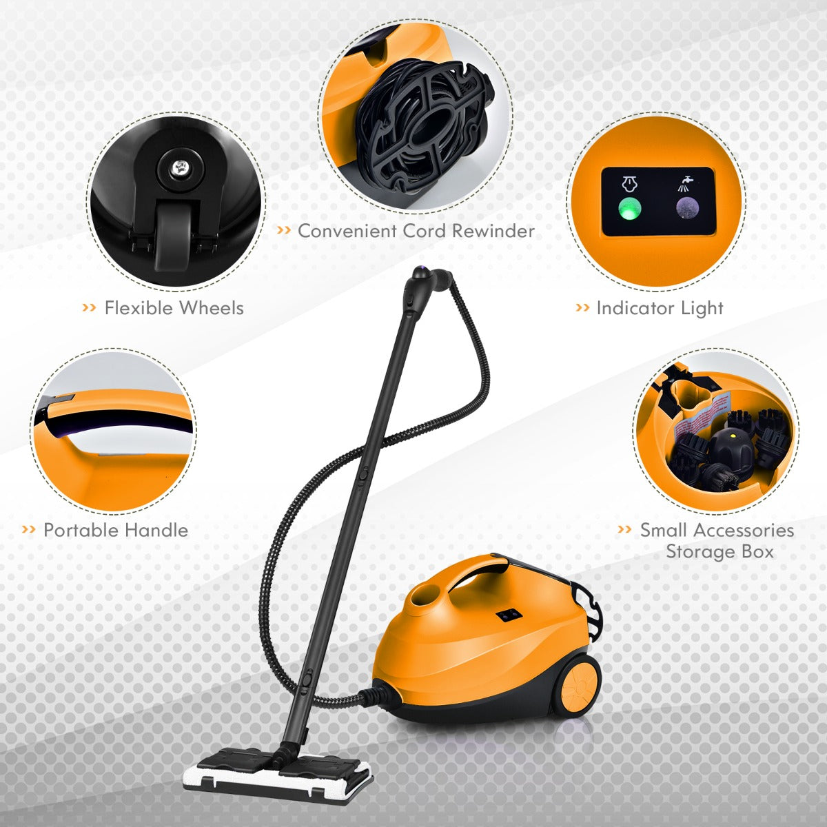 LIVSK Multifunctionele Stoomreiniger - 2000 W - 1,5L Tank - 45 minuten Stoomtijd - 19 Accessoires - Veilig en Chemicaliënvrij -