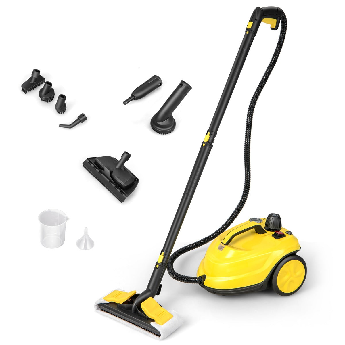 LIVSK Multifunctionele Stoomreiniger - 1,8L Capaciteit - 2000W - 160°C - 13 Accessoires - Veilig Ontwerp - Geel