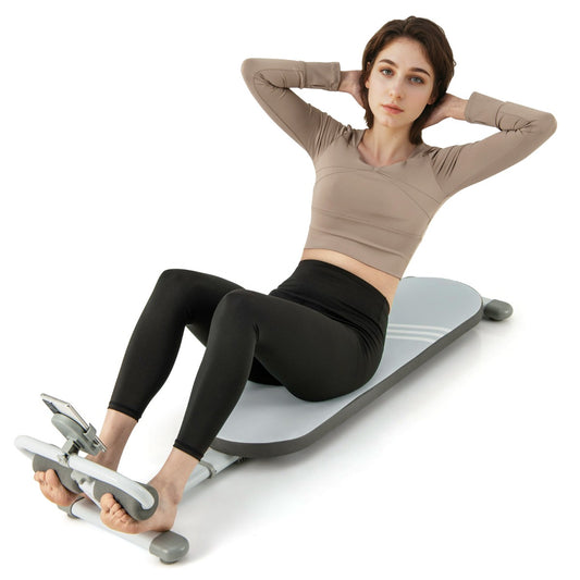 LIVSK Verstelbare Trainingsbank - 3 Hoeken - Opvouwbaar - Duurzaam PVC Leer - Inclusief Telefoonhouder - 120-137 cm - Blauw