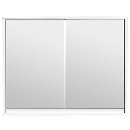 LIVSK Wandspiegelkast - Dubbele Spiegeldeuren - Ruime Opbergruimte - Duurzaam MDF - 56 x 14 x 45 cm - Wit