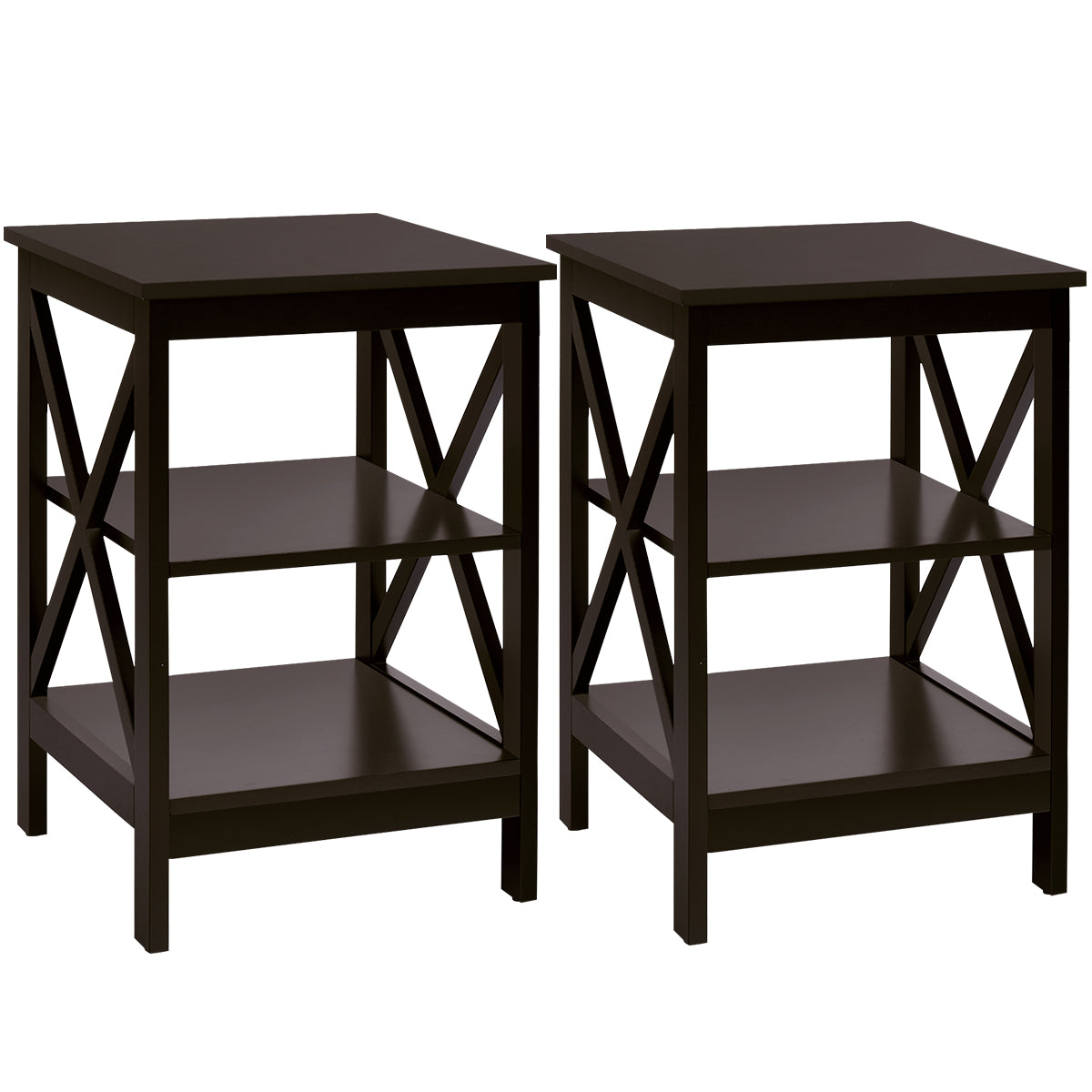 LIVSK Multifunctionele Bijzettafel - 3 Niveaus - Waterdicht - Duurzaam MDF - Eenvoudig te Monteren - 40 x 40 x 61 cm - Koffie