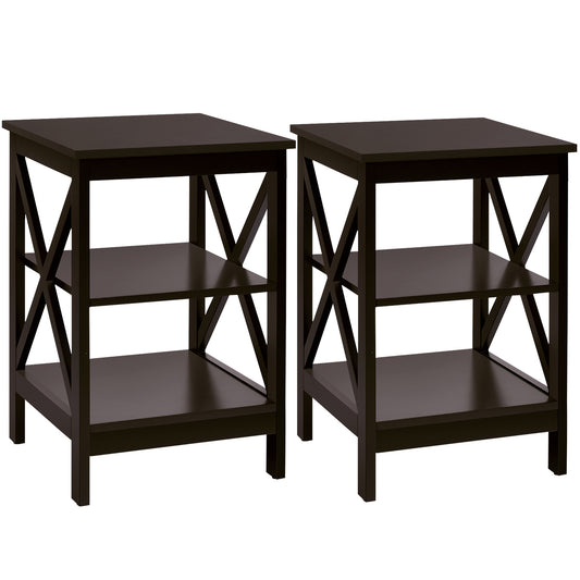 LIVSK Multifunctionele Bijzettafel - 3 Niveaus - Waterdicht - Duurzaam MDF - Eenvoudig te Monteren - 40 x 40 x 61 cm - Koffie