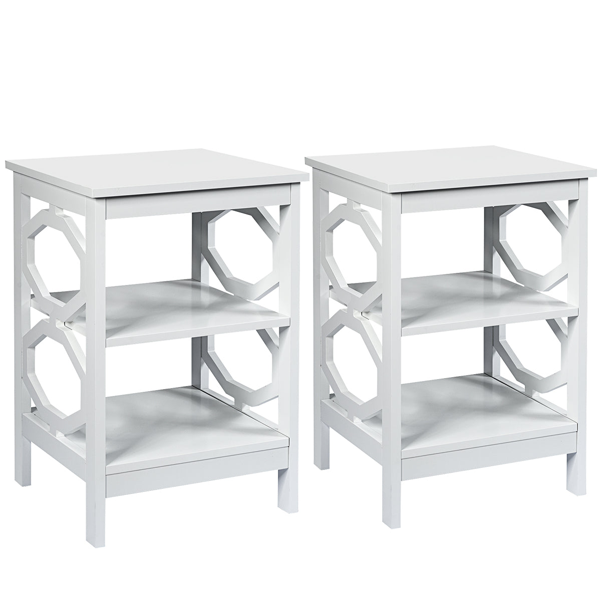 LIVSK Multifunctioneel Nachtkastje - 3 Niveaus - Waterdicht en Duurzaam - Stabiele Constructie - 40 x 40 x 61 cm - Wit