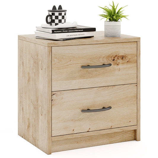 LIVSK Modern Nachtkastje met 2 Uittrekbare Lades - Robuust en Duurzaam - Tijdloos Design - Eiken / Wit