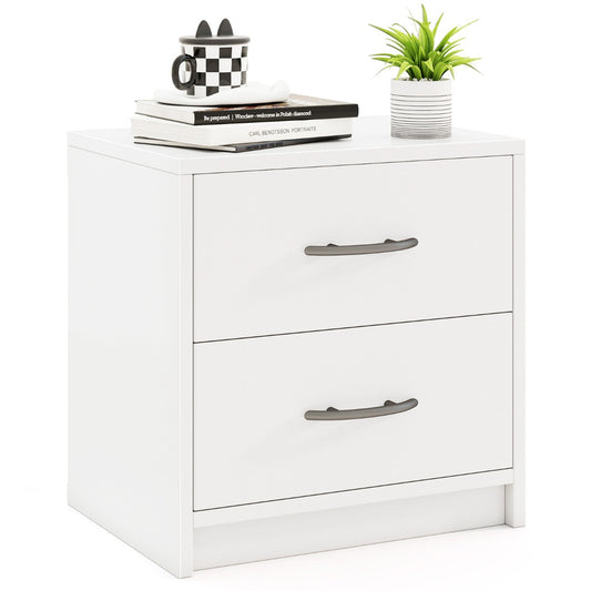 LIVSK Modern Nachtkastje met 2 Uittrekbare Lades - Duurzaam Hout - Veelzijdig en Stijlvol - Eiken / Wit