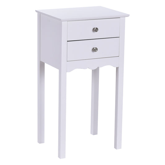 LIVSK Bijzettafel met 2 Lades - Stevig MDF - Anti-Kantelontwerp - Eenvoudig te Monteren - 40 x 32 x 75 cm - Wit