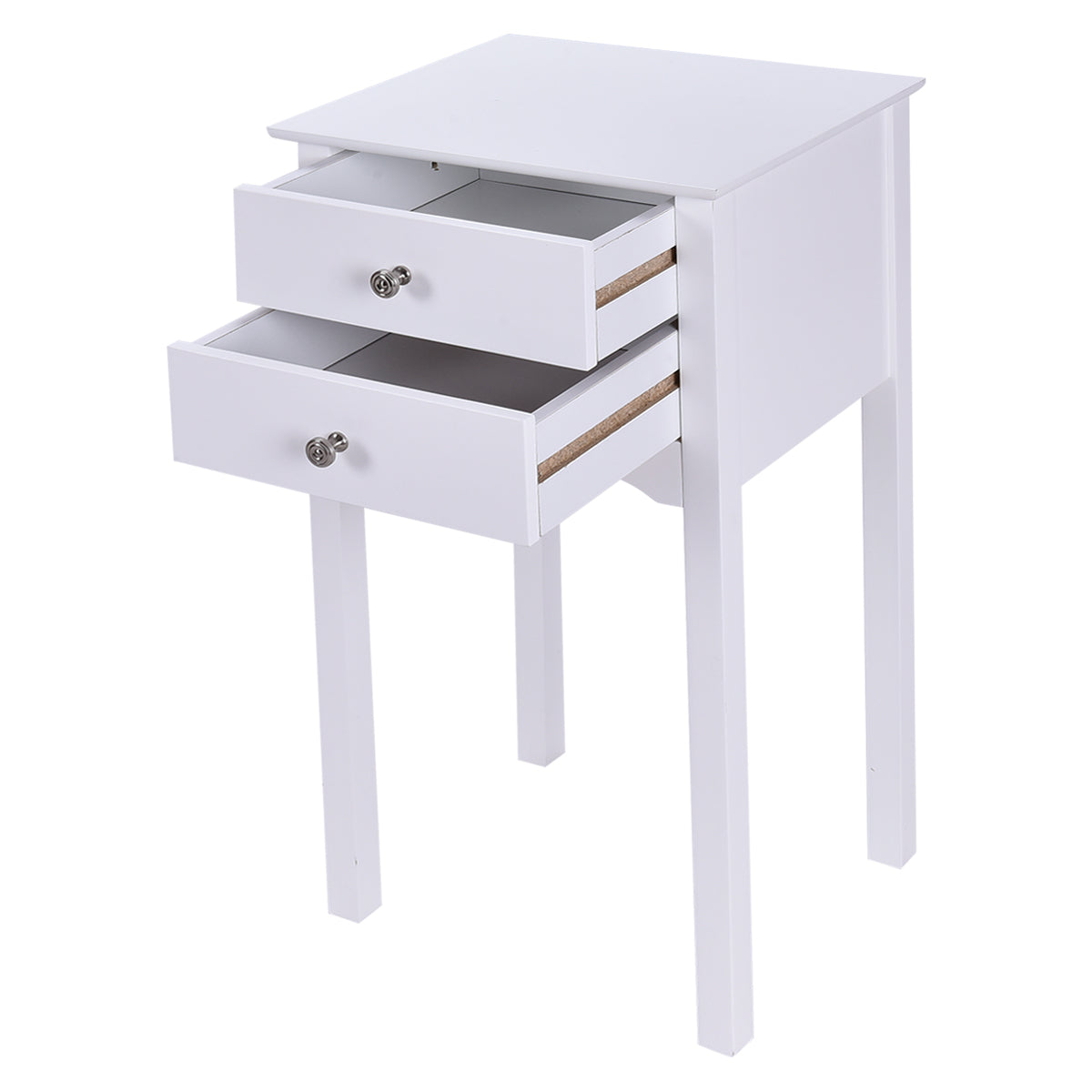 LIVSK Bijzettafel met 2 Lades - Stevig MDF - Anti-Kantelontwerp - Eenvoudig te Monteren - 40 x 32 x 75 cm - Wit