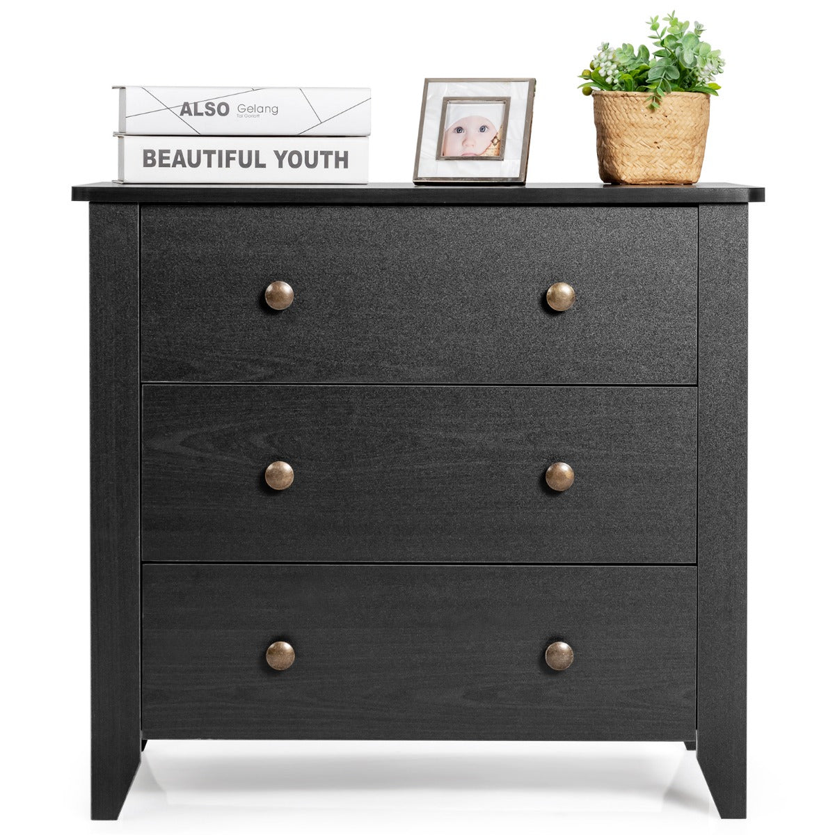 LIVSK Ladekast - 3 Laden - Duurzaam MDF - Krasbestendig en Waterdicht - Tot 100 kg - 71 x 46 x 66 cm - Zwart