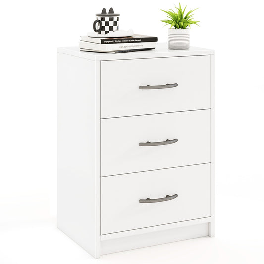 LIVSK Accentnachtkastje met 3 Laden - Robuuste Houten Constructie - Elegante Bijzettafel - Praktische Opbergoplossing - Wit