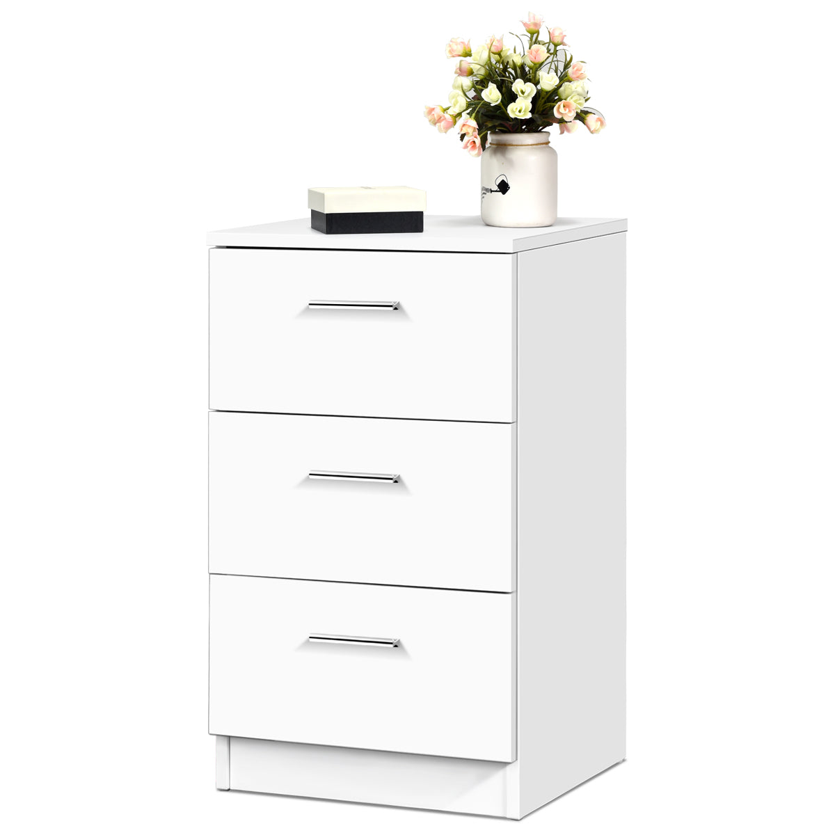 LIVSK Nachtkastje met 3 Lades - Hoogwaardig Spaanplaat - Modern Design - Compact 38 x 35 x 67 cm - Wit
