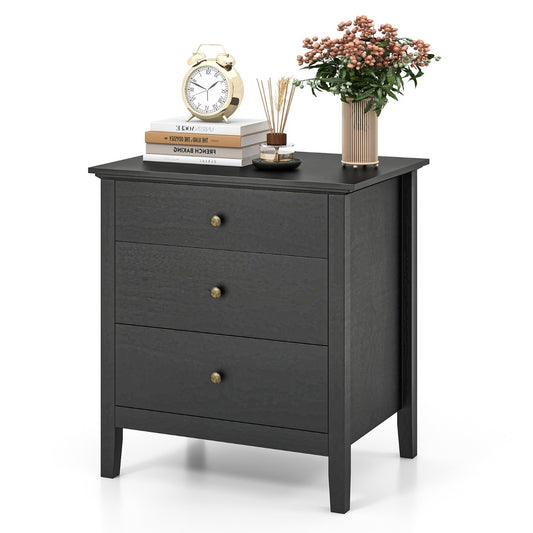 LIVSK Nachtkastje met 3 Lades - Hoogwaardig MDF - Multifunctioneel - Eenvoudige Montage - 61 x 46 x 66 cm - Zwart