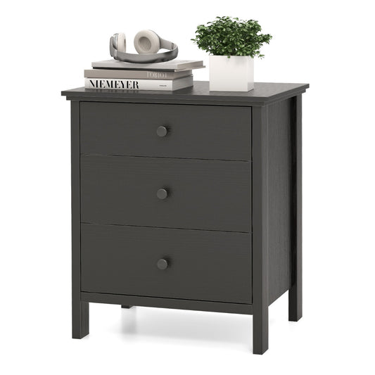 LIVSK Nachttafel met 3 Lades - Stabiele Houten Structuur - Veelzijdig als Salontafel - Tot 122 kg - 56 x 45 x 66 cm - Zwart