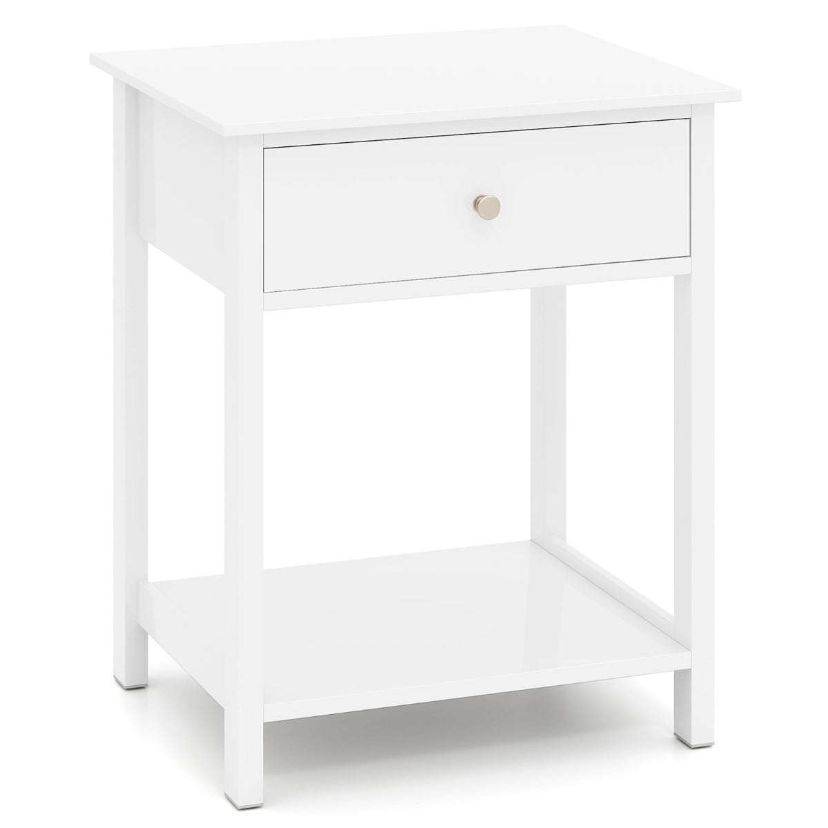 LIVSK Nachttafel met Uittrekbare Lade - Ruim Tafelblad en Open Plank - Duurzaam en Stijlvol - 48 x 40 x 58 cm - Wit