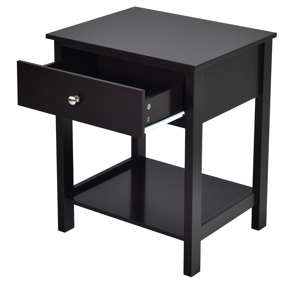 LIVSK Bijzettafel - Ruim Tafelblad met Lade en Open Plank - Modern en Duurzaam - Eenvoudig te Monteren - 48 x 40 x 58 cm - Zwart