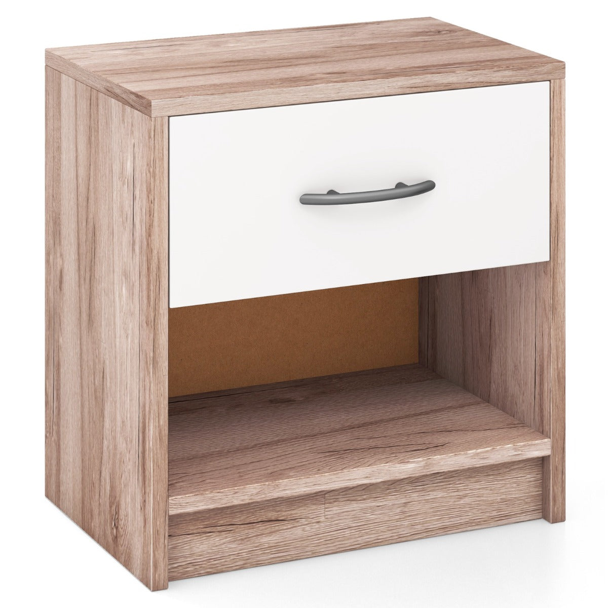 LIVSK Nachttafeltje met Uitschuiflade - Compact en Stevig - Voor Lamp en Boeken - 38,5 x 28 x 40,5 cm - Lichtbruin